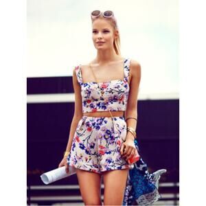 Jill Stuart Collection Priscilla Beige Josephine Crop Tank Top Square Neck 2 NEW